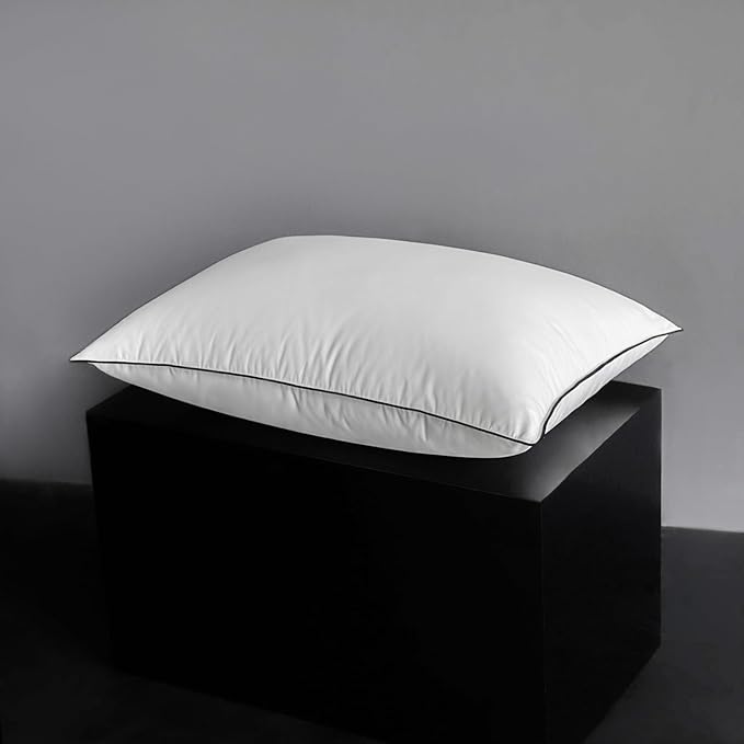 MAXICOZY Hungarian Goose Down Pillow Queen Size, 3-Chamber Bed Pillows Queen Size Pillow, White Hotel Pillows for Sleeping, 460TC Soft Cotton Blend Shell- Queen (20" x 28"), 1 Pack