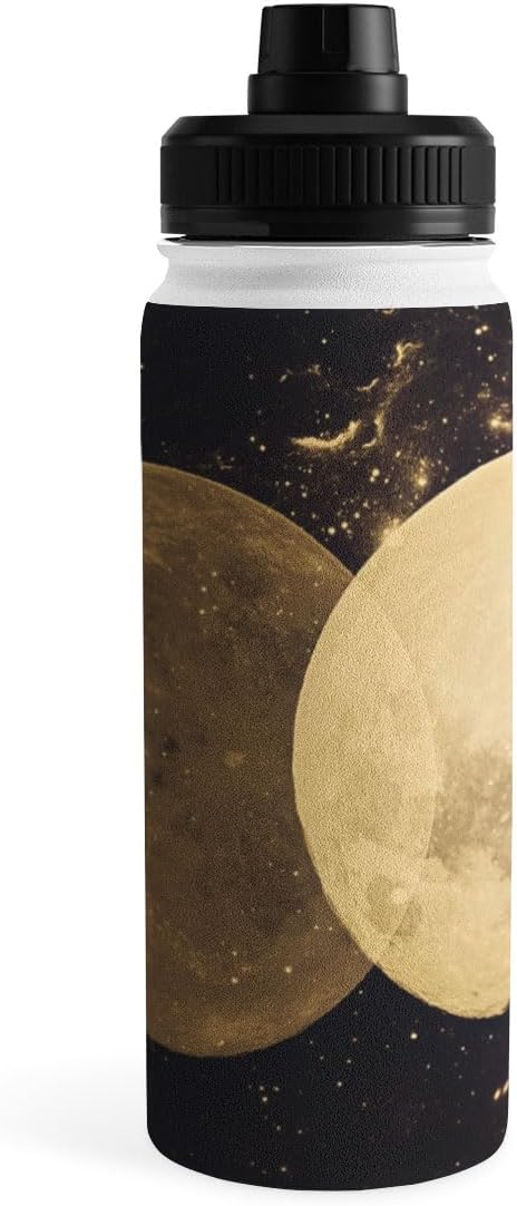 Deny Designs Water Bottle, Sport Lid 18 oz, Emanuela Carratoni Golden Moon Phases