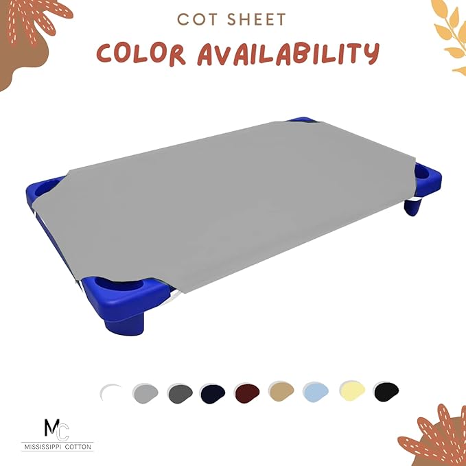 Pack of 24 Cot Sheet for Daycare Preschool Cot Bed -Polyblend Fabric with Corner Elastic Cots Sheets Fits On 22" X 52" Inches Size Toddler and Preschool Daycare Cot Light Grey 22 X 52 Size