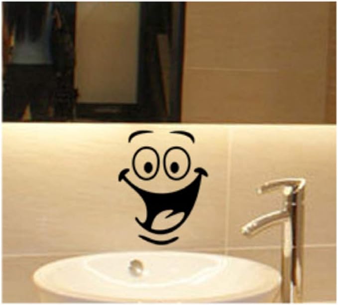 Funny Animation Big Eyes Cute Toilet Wall Decal Bathroom Home Sticker Bedroom Kitchen Art Picture DIY Murals Vinyl Paper Decoration Wallpaper for Children Potty Training Nursery Baby Teen Senior