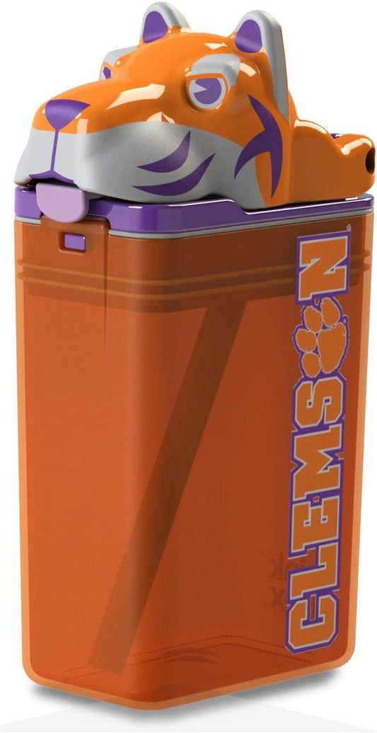 Reusable Water Bottle | Officially Licensed NCAA Sports Bottle | BPA Free | Dishwasher Safe | The Clemson Tiger Mascot | 8 oz Drink in the Box - Clemson University