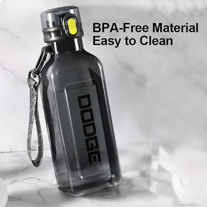 Sports Square Water Bottle 24 oz Reusable Drinking Bottle Portable Leakproof BPA-Free Plastic Water Bottles for Travel Picnic Gym Camping School(Black)