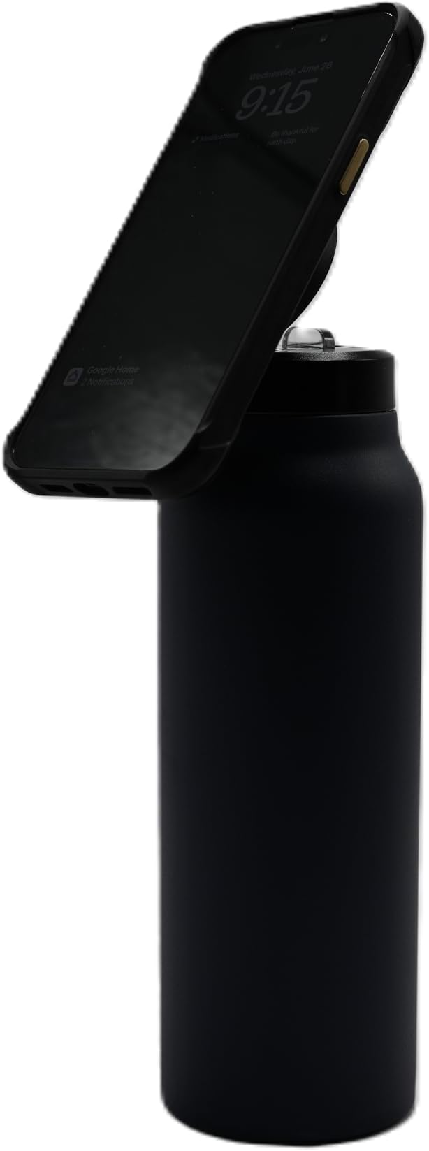 Magnetic Ring Top Insulated Stainless Steel Water Bottle with Phone Holder, 360° Rotation, Portrait/Landscape Modes, (Stainless), TC0023