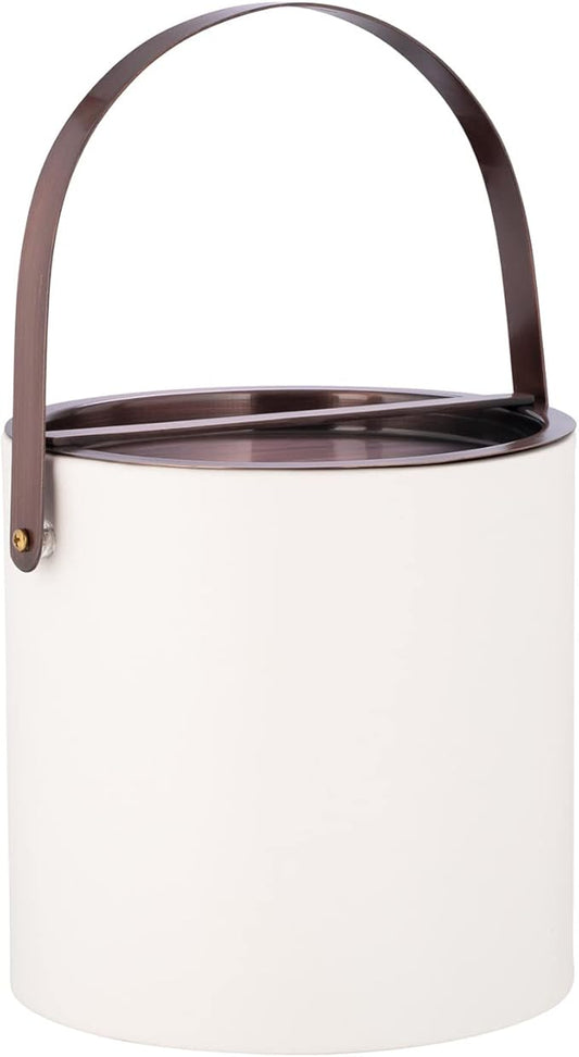 Kraftware 3qt Oil Rubbed Bronze Arch Handle & Bridge Cover: White Barcelona 3 Quart Ice Bucket