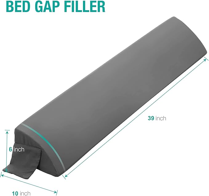 Vekkia Twin Wedge Pillow Headboard/Bed Wedge Pillow for Headboard/Bed Gap Filler/Headboard Pillow,Pillow Wedge for Headboard Gap(0-6"),Stop Loosing Your Pillows,Phone(Gray 39"x10"x6")