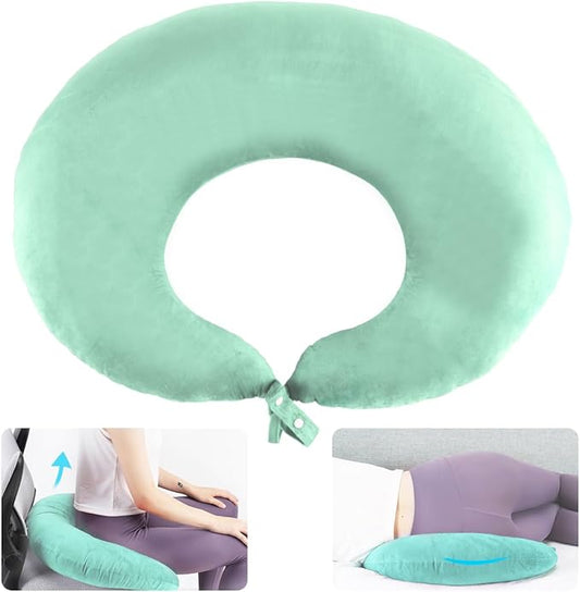 BBL Pillow After Surgery, BBL Pillow for Sitting Sleeping Driving, Hemorrhoid Pillow Seat Support Cushio for Butt with Hole, Butt Donut Pillow for Woman (Green)