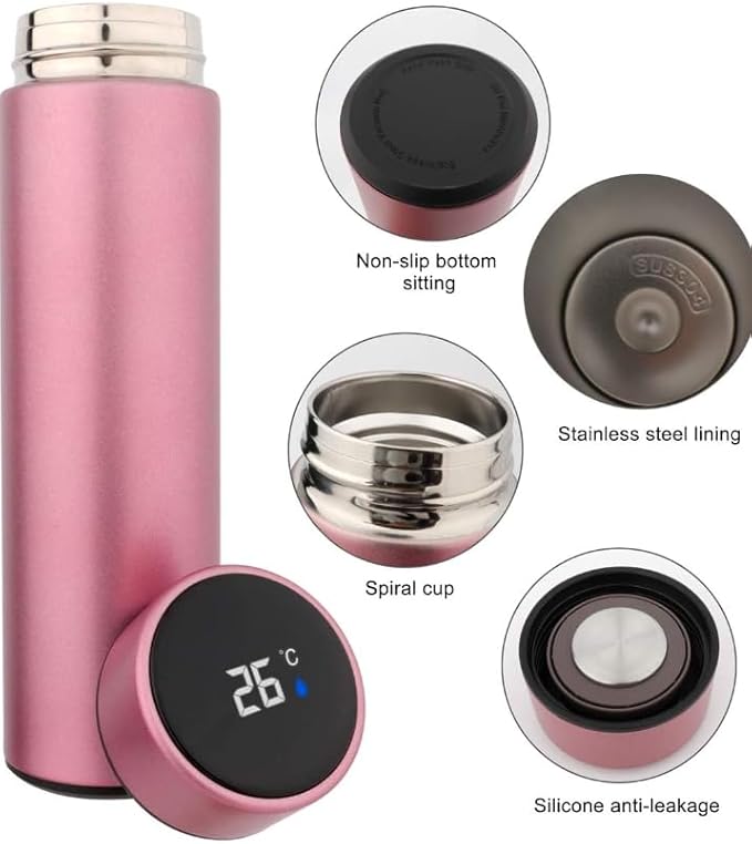 LIQUID WATER BOTTLE, 40oz Stainless Steel Water Bottle with Time Display and Leak-Proof Flip Top, Motivational Quote for Fitness, Gym, Work, Travel (pink), large