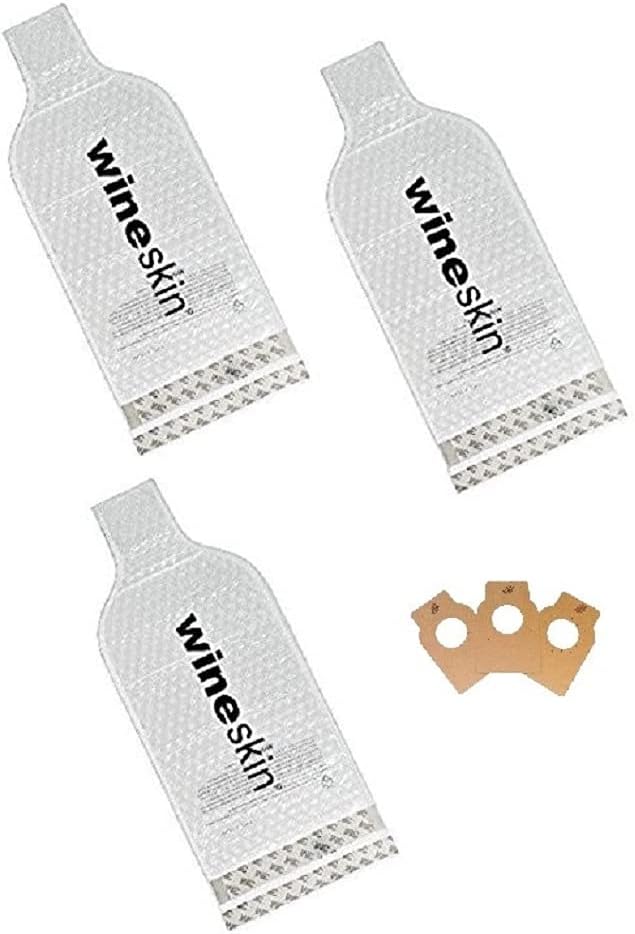 WineSkin Wine Skin Bag, 3-Pack with 3 Wine Bottle Tags