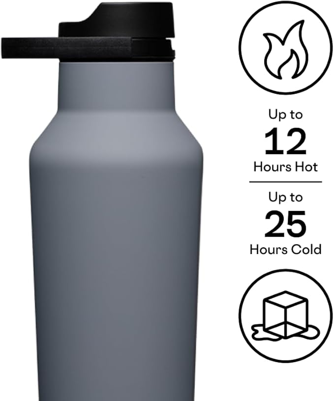 Corkcicle Sport Canteen Insulated Tumbler, Hammerhead, 20 oz – Reusable Water Bottle Keeps Beverages Cold for 25 Hours & Hot 12 Hours – Cupholder Friendly Tumbler with Screw-On Cap