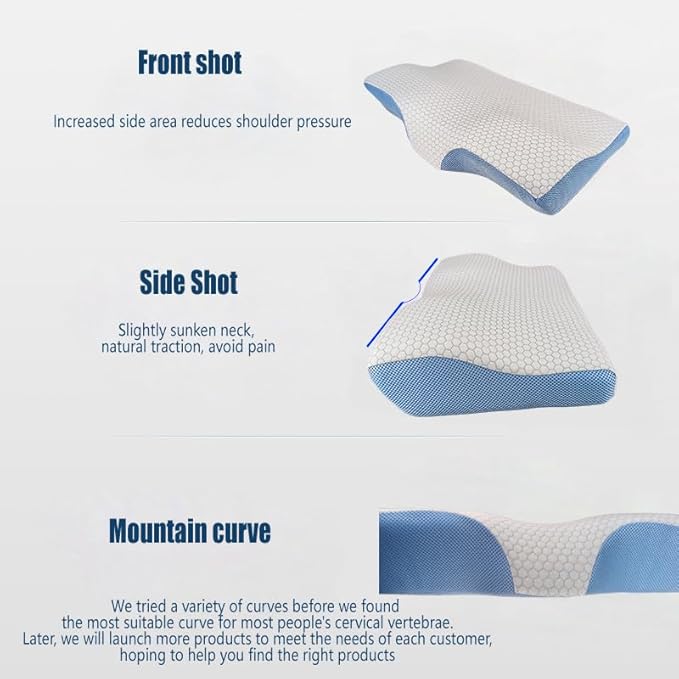 Cervical Neck Pillow - Ergonomic Neck Support Pillow for Neck & Shoulder Pain Relief - Back,Stomach Sleepers,Cervical Anti Snore Pillows,Memory Foam Pillows (Ice Silk Pillowcase-The Coolest)