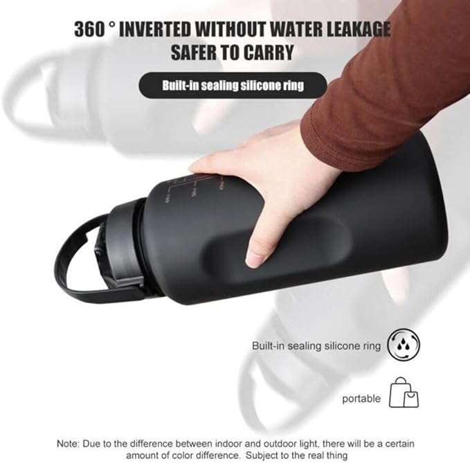 Generic Stay Hydrated in style 3-in-1 Piece Motivational Water Bottle Set with Time Marker, Leak-Proof and BPA-Free Design - Perfect for fitness activities and outdoor adventures!, Black