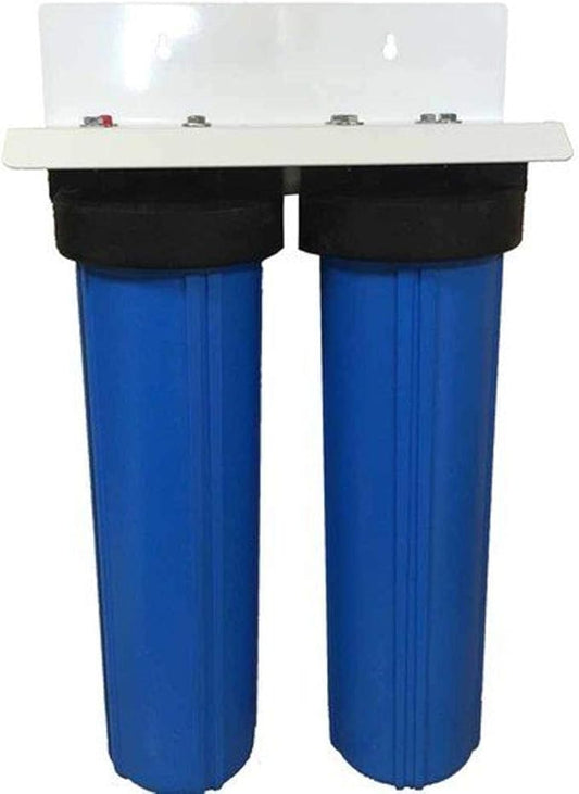 20" 2 Stage Big Blue Whole House Water Filter System with Sediment and Carbon Filters