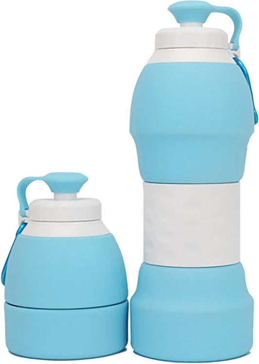 Collapsible Water Bottles AEYTLOI Reusable Water Bottle with Carabiner BPA Free Silicone Folding Sports Water Bottle for Gym Camp Hiking Sports Lightweight Durable 19.6 oz