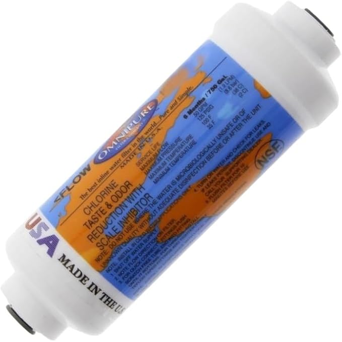 IPW Industries Inc-Omnipure - (K2333-BB) - 6" x 2" T40 GAC Coconut Carbon Inline Filter 1/4" NPT/Single