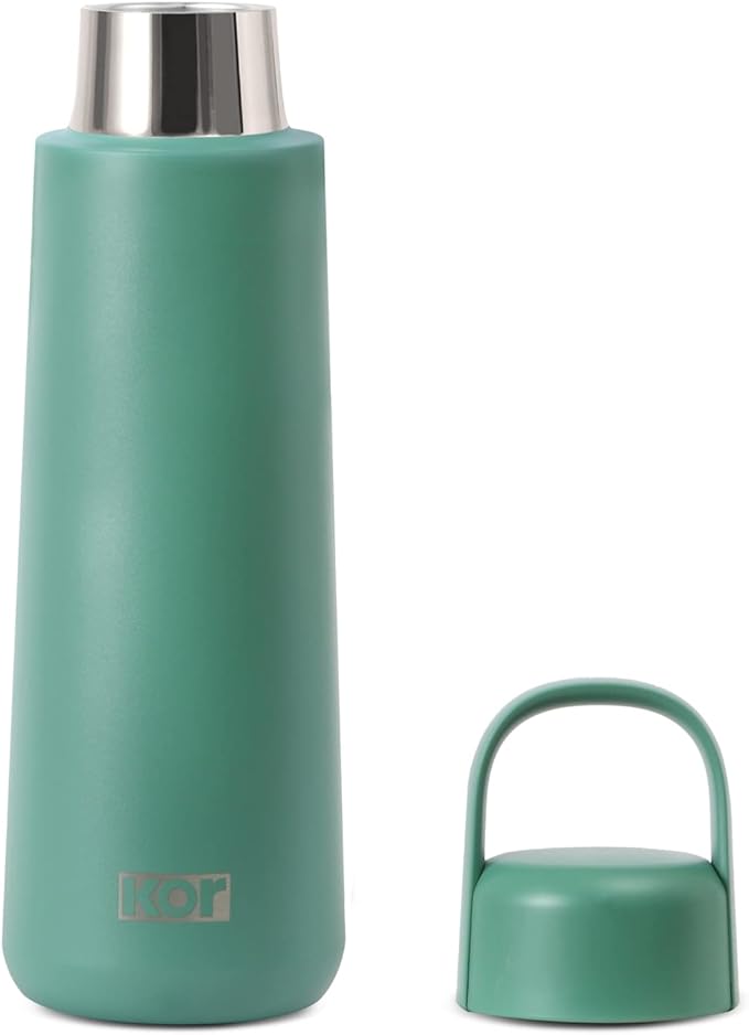 KOR Melrose 20oz Double Wall Insulated Water Bottle - Keeps Beverages Hot for 12hrs, Cold for 24hrs - Stainless Steel Design - Contoured Perfect Spout for Drinking