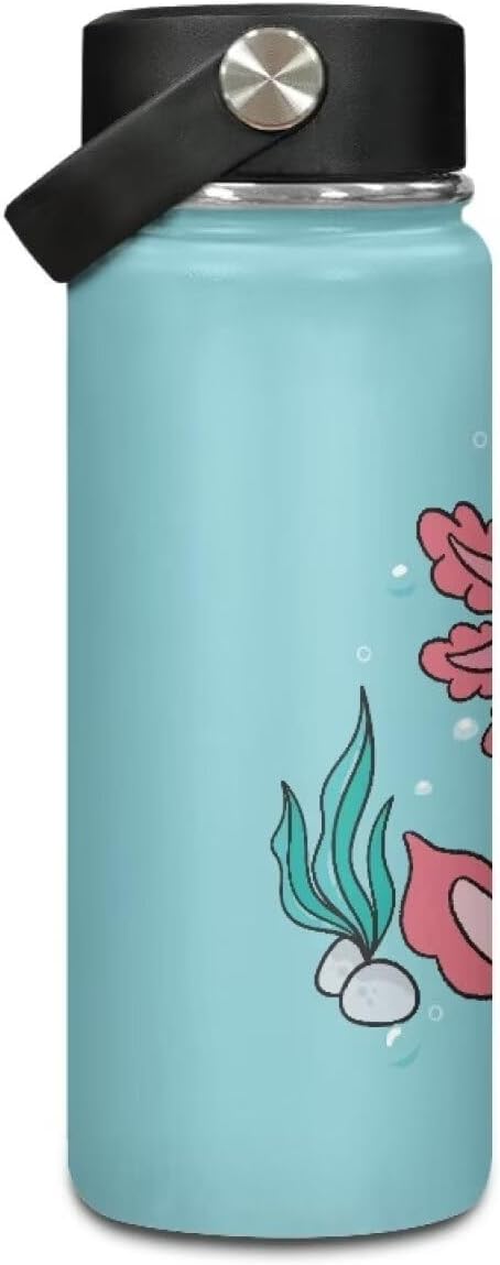 Cute Axolotl Insulated Water Bottle 18 Oz Stainless Steel Bottle with Handle Thermal Mug Sports Water Bottles for Workout, Bike Metal Water Bottle