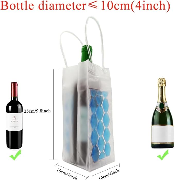 Wine Cooler Bag, Ice Bag for Wine Beer Bottle (2 Pack) Instant Cooling and Keeps Your Drink Cold Keep Cool and Chill Champagne Wine (Blue (2 Pack))