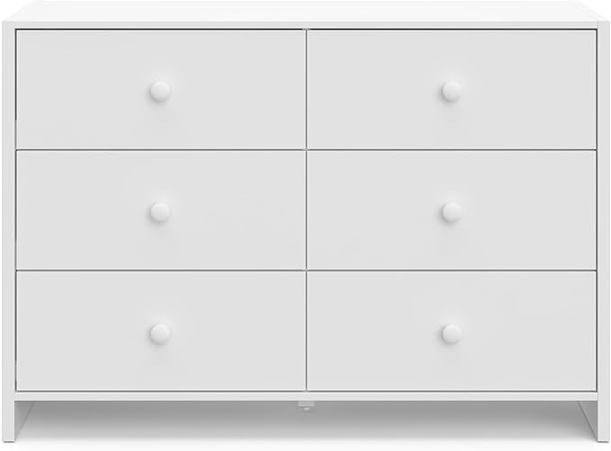Storkcraft Calabasas 6 Drawer Dresser (White) - GREENGUARD Gold Certified, 6 Drawer Dresser with Interlocking Drawer System, Dresser Drawer Organizer for Kids' Bedroom