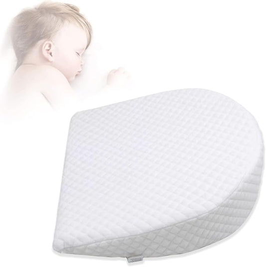 Sleep Pillow for Boys and Girls,Breathable Memory Foam Head Wedge Cushion Prevents Spit Pillow(White, Semicircle)