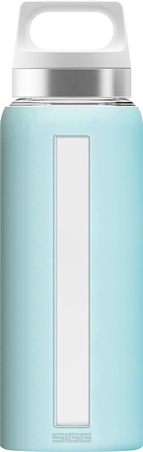 Sigg - Glass Water Bottle - Dream Glacier - Soft Silicon Cover - Leakproof - Dishwasher Safe - BPA Free - Broscilate Glass - 22 Oz