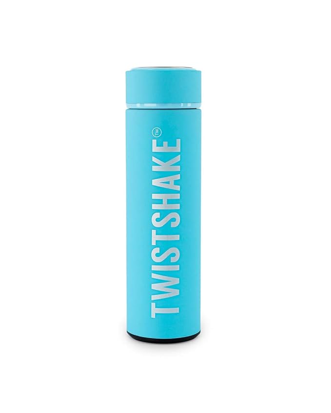 Twistshake Stainless Steel Water Bottle - Insulated Thermos for Hot & Cold Drinks - Premium 420ml/14oz Metal Water Bottle - Pastel Blue