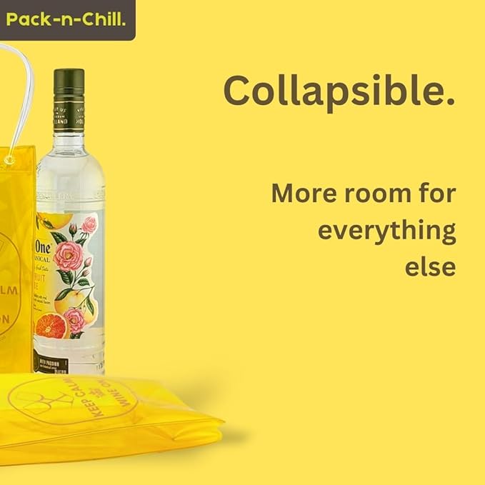 Ice Wine Bag, 2-Pack Collapsible Portable Wine Chiller (Pink & Yellow), Wine Bottle Chiller Ice Bag with Handles, Chill Wine Champagne Beers and Ice Drinks, Wine Gift Bag
