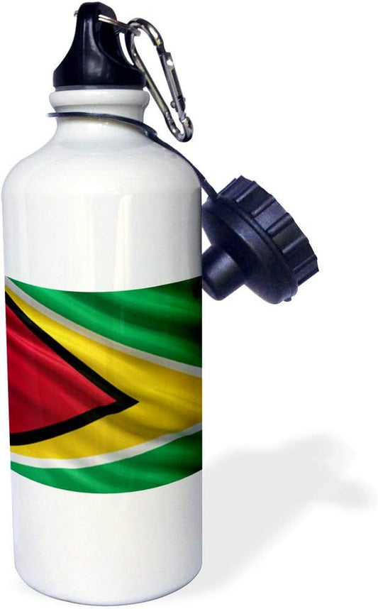 3dRose Flag of Guyana waving in the wind-Sports Water Bottle, 21oz , Multicolored