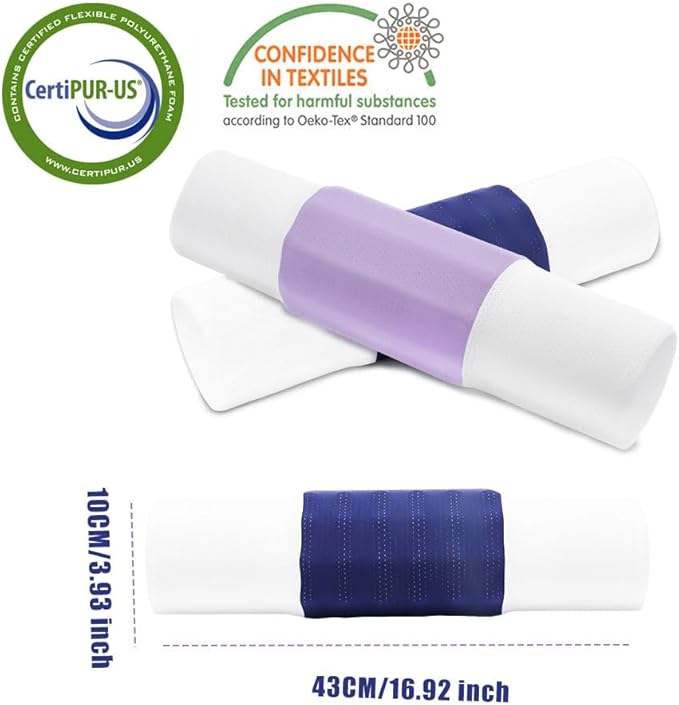 Menlo Park Cervical Neck Roll Memory Foam Pillow, Bolster Pillow, Round Neck Support Pillows for Sleeping,Comfy Cylinder Neck Roll Pillow for Pain Relief with Breathable Cooling Cover,17" L x 4" W