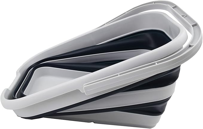 SAMMART 12L (3.1 gallon) Collapsible Rectangular Handy Bucket/Multiuse Foldable Water Pail for Camping, Fishing (Grey/Slate Grey)