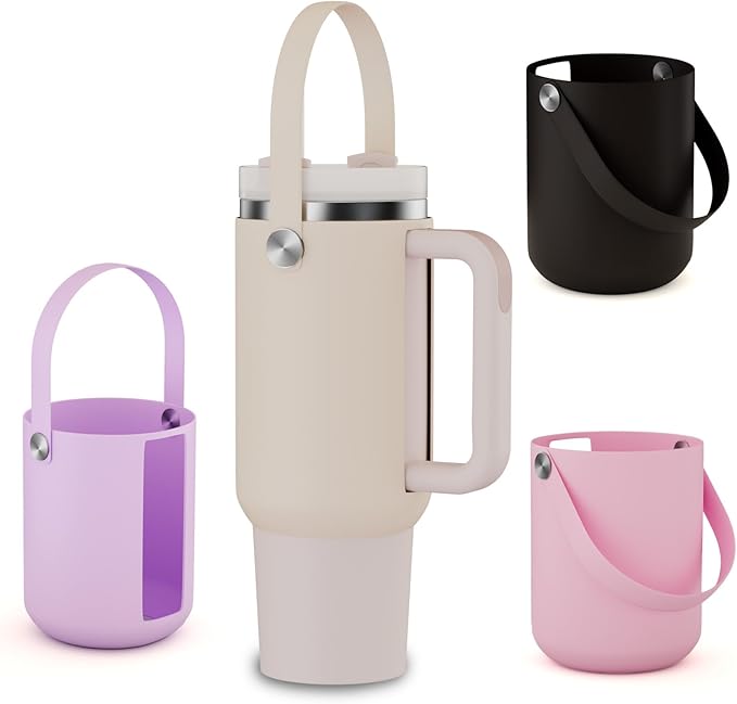 Silicone Handle Bag for 40 oz Tumbler with Handle, Holder for Tumbler Easy to Go Out - Cream