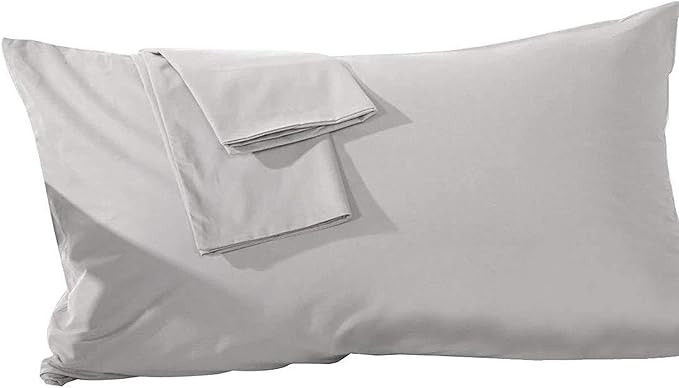 800 Thread Count 100% Egyptian Cotton Toddler Pillowcases Set of 2, Super Soft and Breathable Zipper Closer Travel Pillow Cases, 14x20 Inches, Silver Solid