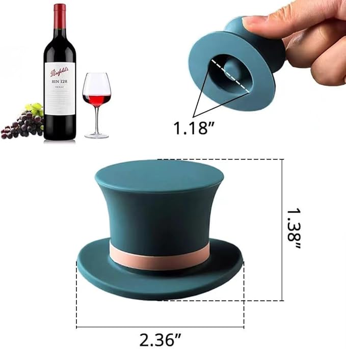 Silicone Wine Stopper, Fun Magic Hat Shaped Cap Seals Bottle, Keeps Wine Fresh, Cute Wine Accessories, Seasoning Bottle Stopper, Seal Safety Gadgets, 3 Pack