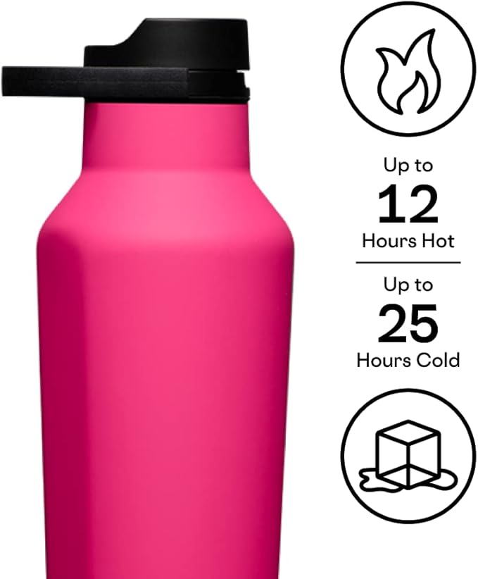 Corkcicle Sport Canteen Insulated Tumbler, Dragonfruit, 32 oz – Reusable Water Bottle Keeps Beverages Cold for 25 Hours & Hot 12 Hours – Cupholder Friendly Tumbler with Screw-On Cap