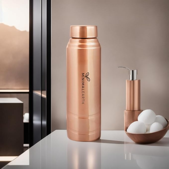 Classic Copper Water Bottle for Drinking, Leak-Proof Design, Made With Solid Copper Material, Elegant & Durable, Ideal for Gym, Office, Travel - 950 ML (32 oz)