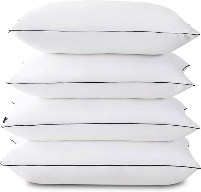 GOHOME Pillows Standard Size Set of 4 - Bed Pillows for Sleeping 4 Pack, Cooling Supportive Hotel Pillows with Premium Soft Down Alternative Fill for Side Stomach and Back Sleepers
