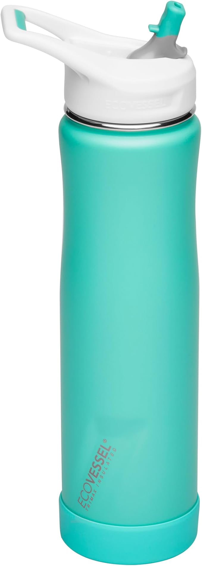 EcoVessel SUMMIT, Insulated Stainless Steel Water Bottle with Straw and Handle Flip Top Lid with Silicone Bottle Bumper Metal Water Bottle – 24 oz (Aqua Breeze)