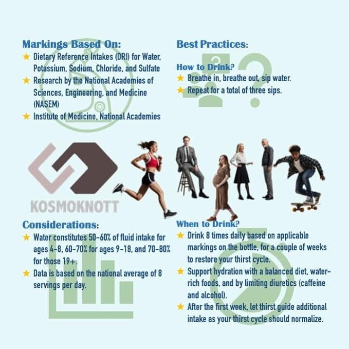 Marked Hydrogen water bottle generator Hydrogenius by Kosmoknott | 3500 ppb Hydrogen Water Machine with Clear Markings | Improves Sleep & Skin, Fast Charging, Leak-Proof Design