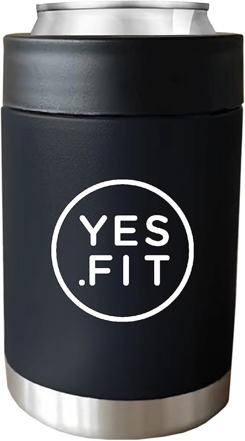 Insulated Stainless Steel Can Cooler for Drinks, 12 oz, Black, 08-00-B90-00-D587