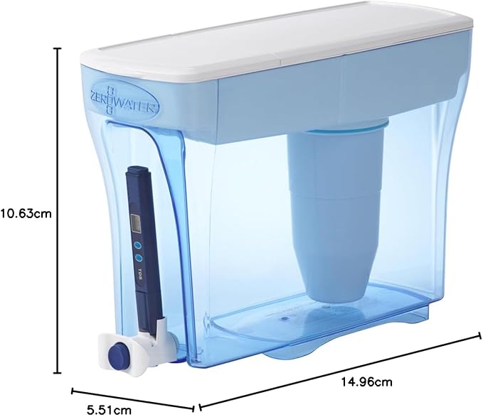 Culligan ZeroWater 23-Cup Ready-Pour 5-Stage Water Filter Dispenser with 5-Stage 0 TDS Water Filter – IAPMO Certified to Reduce Lead, Chromium, and PFOA/PFOS
