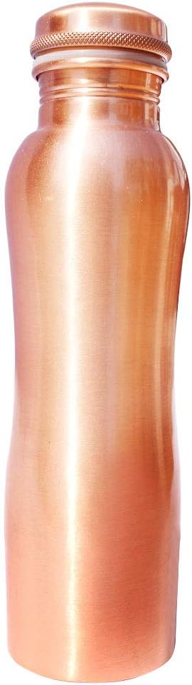 Matt Finish Copper Water Bottle - Joint Less Leak Proof Ayurvedic Drinkware Copper Vessel for Sports, Gym, Outdoors, Yoga, (Design 3)