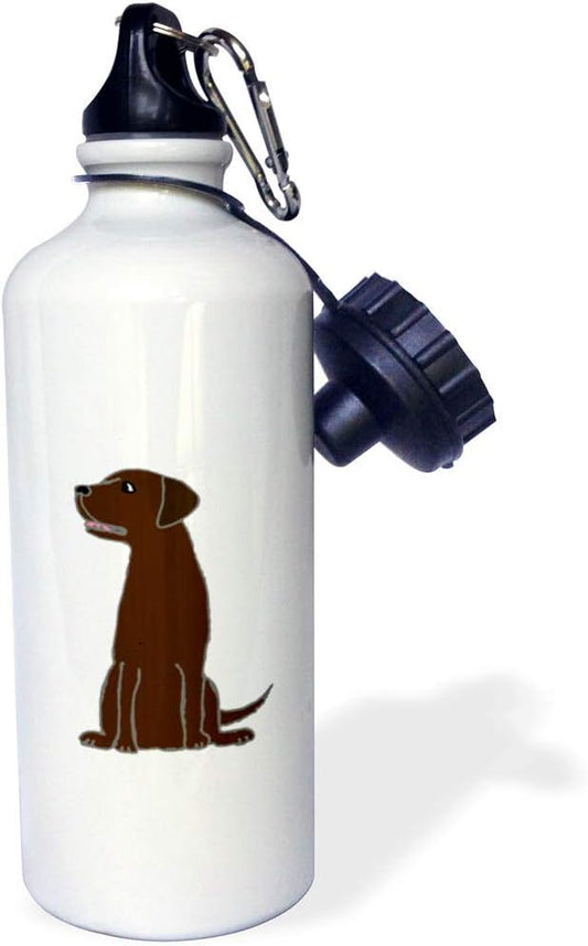 3dRose Cute Artistic Chocolate Labrador Retriever Puppy Dog Sports Water Bottle, 21oz, Multicolored