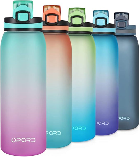 Opard 30oz Sports Water Bottle with Leak Proof Flip Top Lid BPA Free Tritan Reusable Plastic for Gym and Outdoor