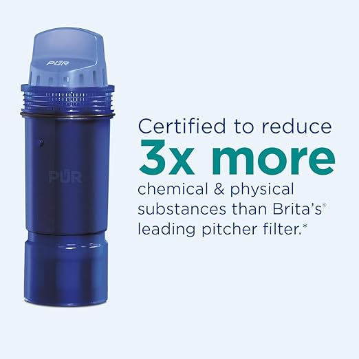 PUR 7-Cup Water Filter Pitcher with 1 Genuine PUR Filter, 3-in-1 Powerful Filtration, BPA Free, Dishwasher Safe, White, PPT710WA