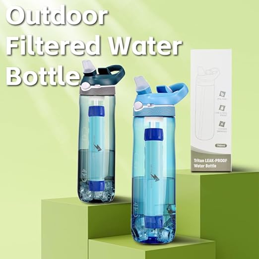 Insulated Filtered Water Bottle 25 Oz | Ideal for Hiking, Running, Jogging, Camping | Simple Modern Water Bottle with Filter | Ultimate Water Purifier with Advanced Filtering Technology | BPA Free
