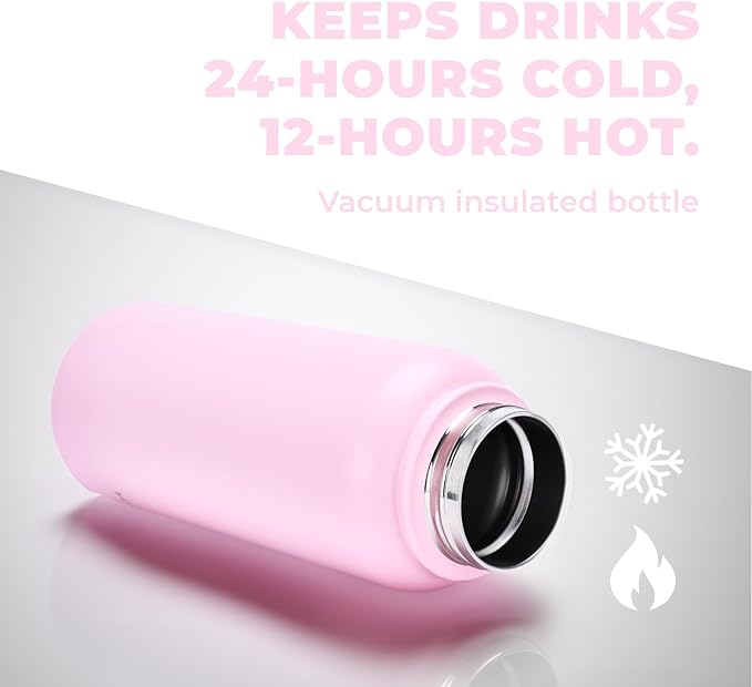 HYDRATE Insulated Stainless Steel Water Bottle - Large Reusable Flask with Leak-Proof Design and Convenient Handle - Double Vacuum Insulation for School, Work, or Adventure
