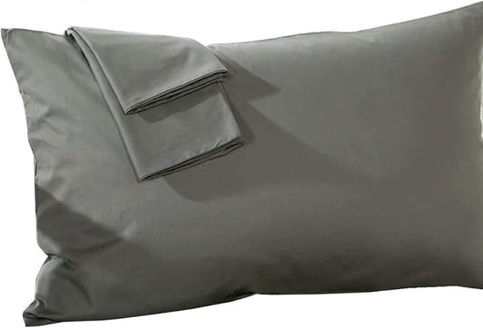 800 Thread Count 100% Egyptian Cotton Toddler Pillowcases Set of 2, Super Soft and Breathable Zipper Closer Travel Pillow Cases, 16x22 Inches, Dark Grey Solid
