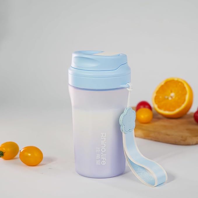 RhinoLife Premium Quality Motivational Blue Small Tiny Water Bottle with Straw Lid, BPA Free Tritan Plastic 18OZ (Moonlight Blue)