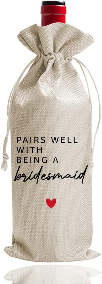 Bridesmaid Wine Bag, Gift for Bridesmaid Honor Proposal Present for Bridesmaid Wine Bottle Bags, Gifts for MOH, Wine Bag for Bestie Friend Bridesmaid, Wedding Party Decorations (DL037)