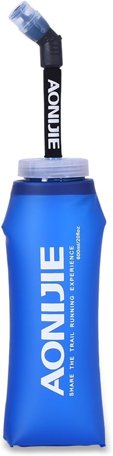 TRIWONDER TPU Soft Folding Water Bottles BPA-Free Collapsible Flask for Hydration Pack - Ideal for Running Hiking Cycling Climbing (600ml/20.29oz)