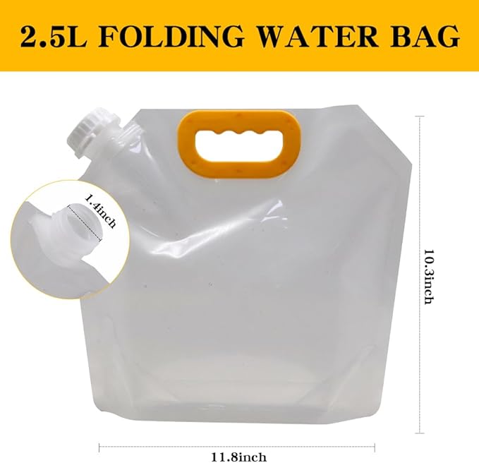 MODUODUO Collapsible Water Jug Container Bag 5pcs Outdoor Folding Water Bag with Handle for Catered Events, Camping, or Hiking (0.67 gal)